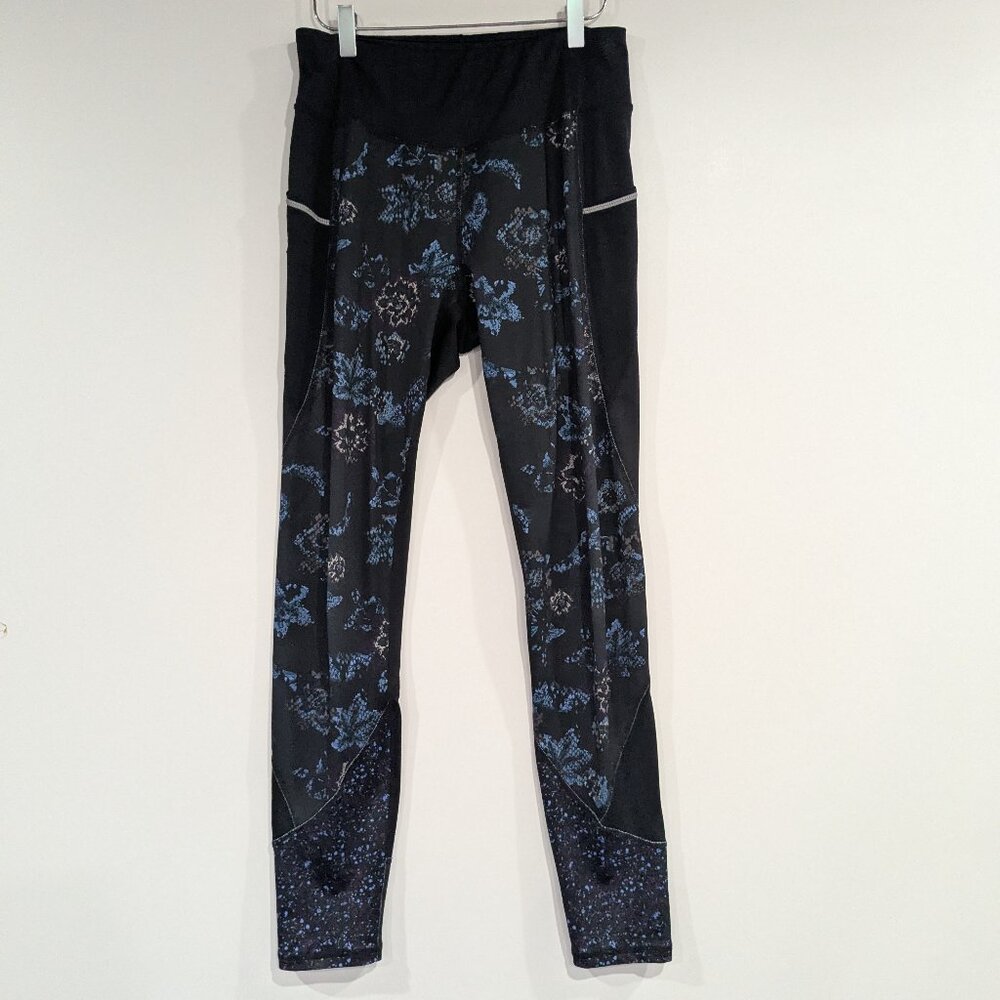 Joe Fresh Patterned Snakeskin Floral Leggings Tights Blue Black Size Medium
